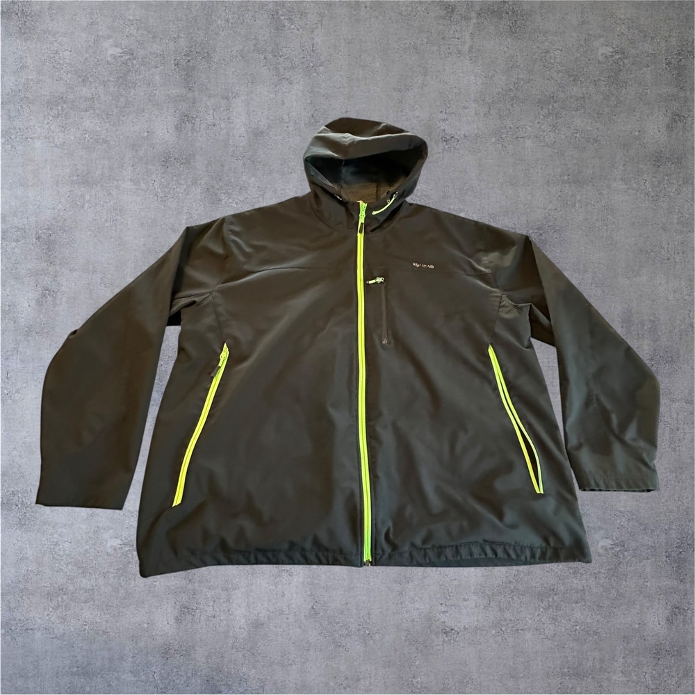 RedHead Softshell Jacket Mens XXL Black Neon Green Hooded Full Zip Outdoor-READ